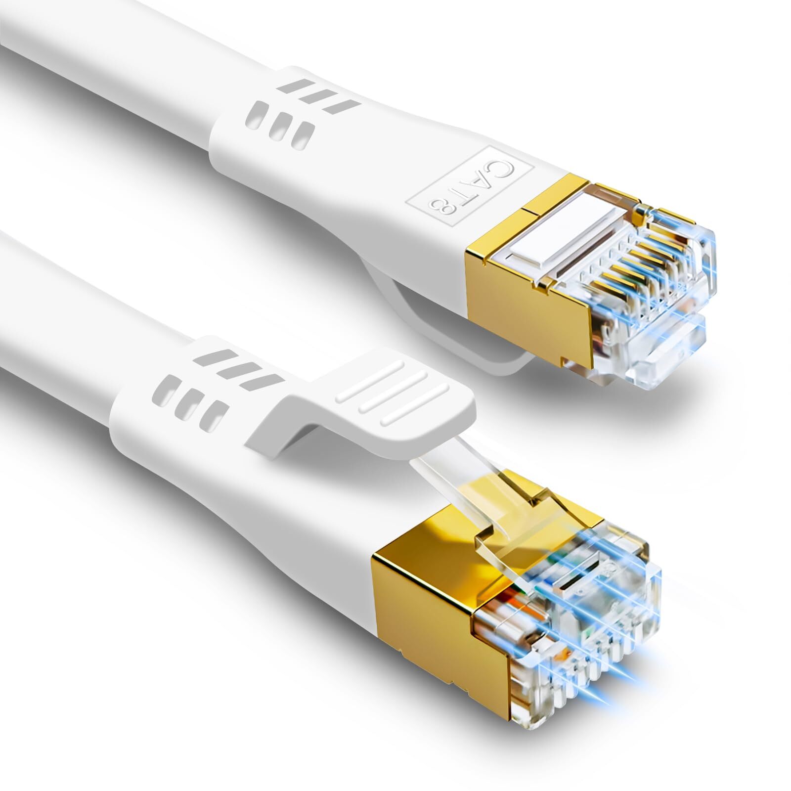 Cat8 Ethernet Cable 3ft 2 Pack High Speed Flat Internet Network Lan Cable Gigabi