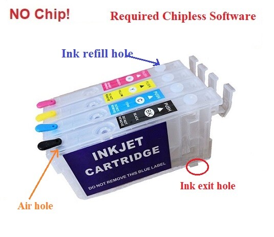 822XL 822 Alternative No Chip Refillable Ink Cartridge WF-4820 WF-4833 WF-3820