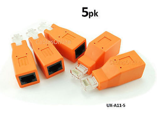 5-PACK Cat6 / Cat5e Ethernet RJ45 Male/Female CrossOver Adapter, UX-A11-5