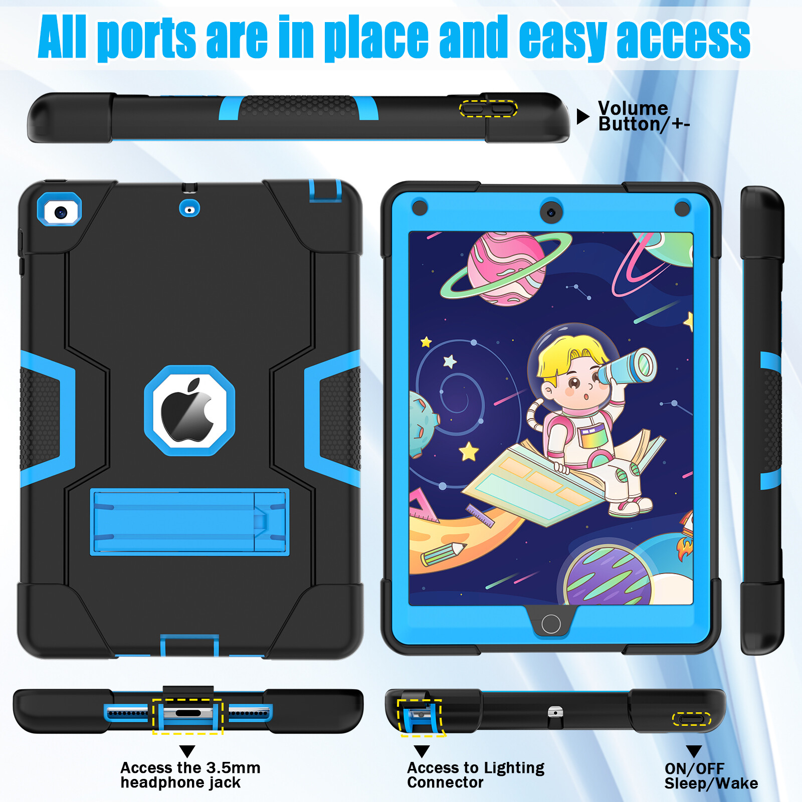for iPad 2nd 3rd 4th 5th 6th 7th 9th Gen Shockproof Heavy Duty Case Stand Cover