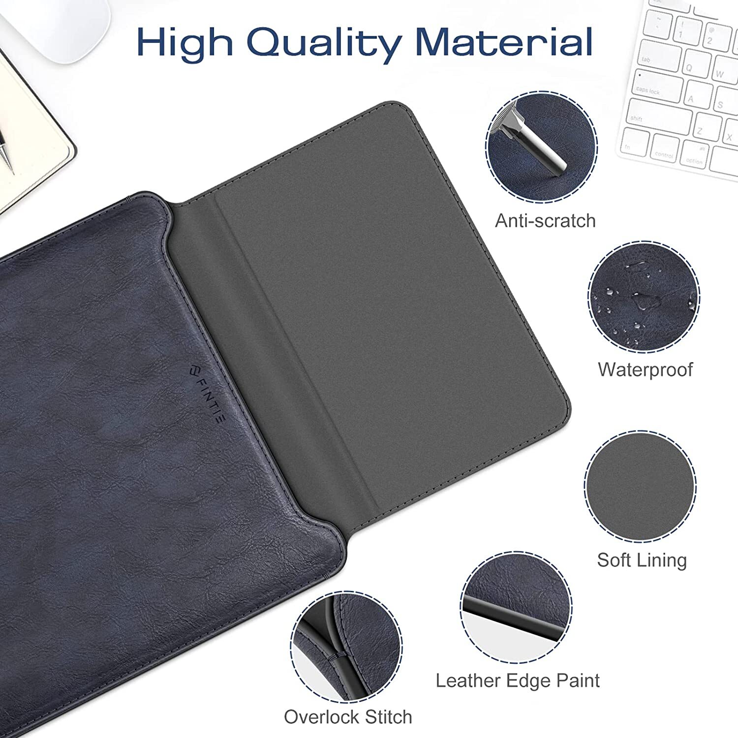 Sleeve Case for MacBook Air 13.6″ M3 M2 Leather Slim Bag Cover with Stand