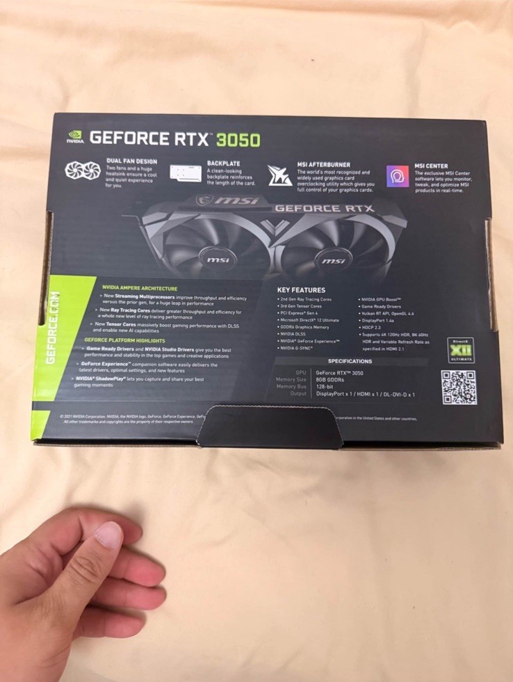 MSI Gaming GeForce RTX 3050 8GB Ventus 2X XS GDRR6 Torx Twin OC Graphics Card