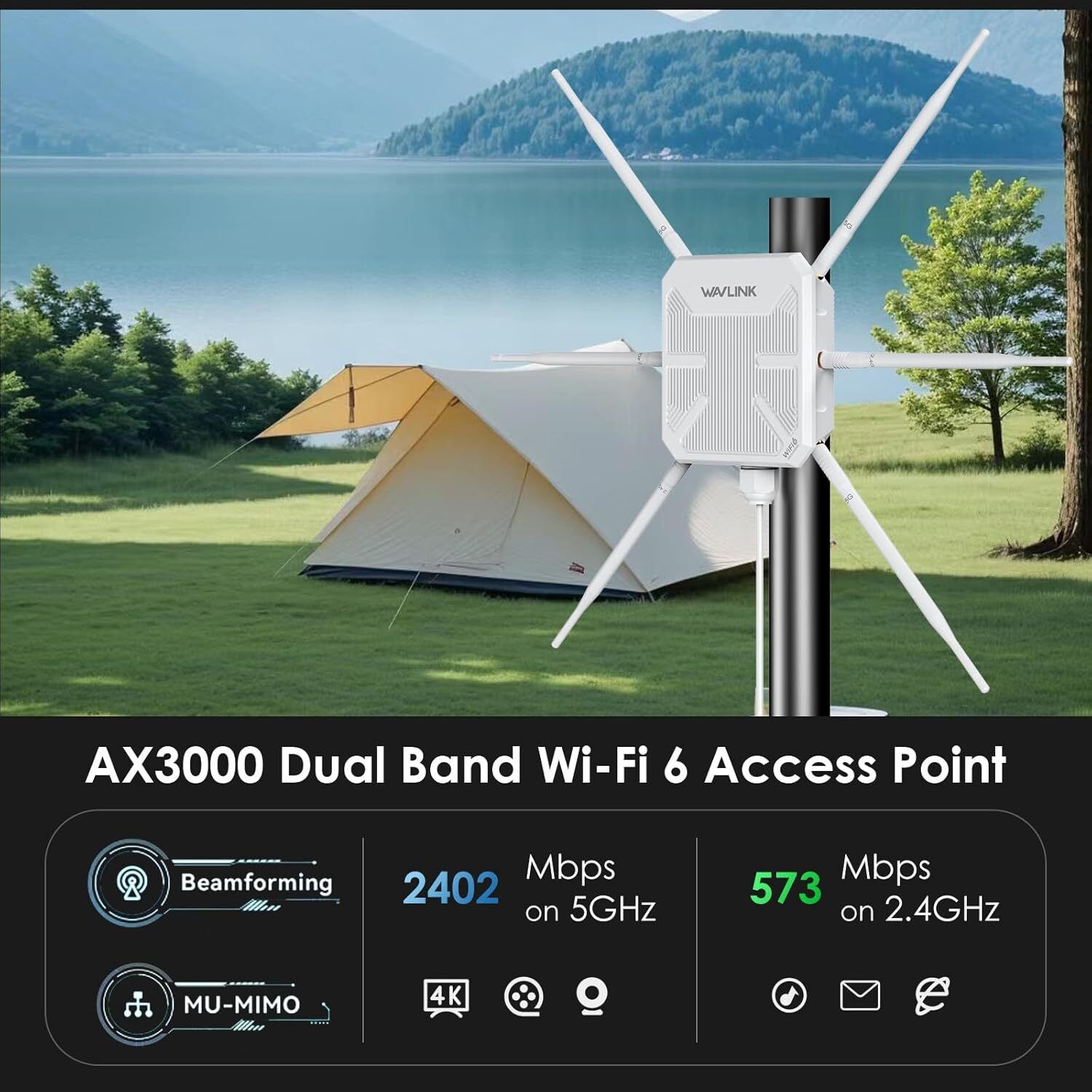 AX3000 WiFi Extender Internet Booster WiFi 6 Router Outdoor AX1800 Repeater