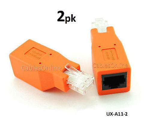2-PACK Cat6 / Cat5e Ethernet RJ45 Male/Female CrossOver Adapter, UX-A11-2