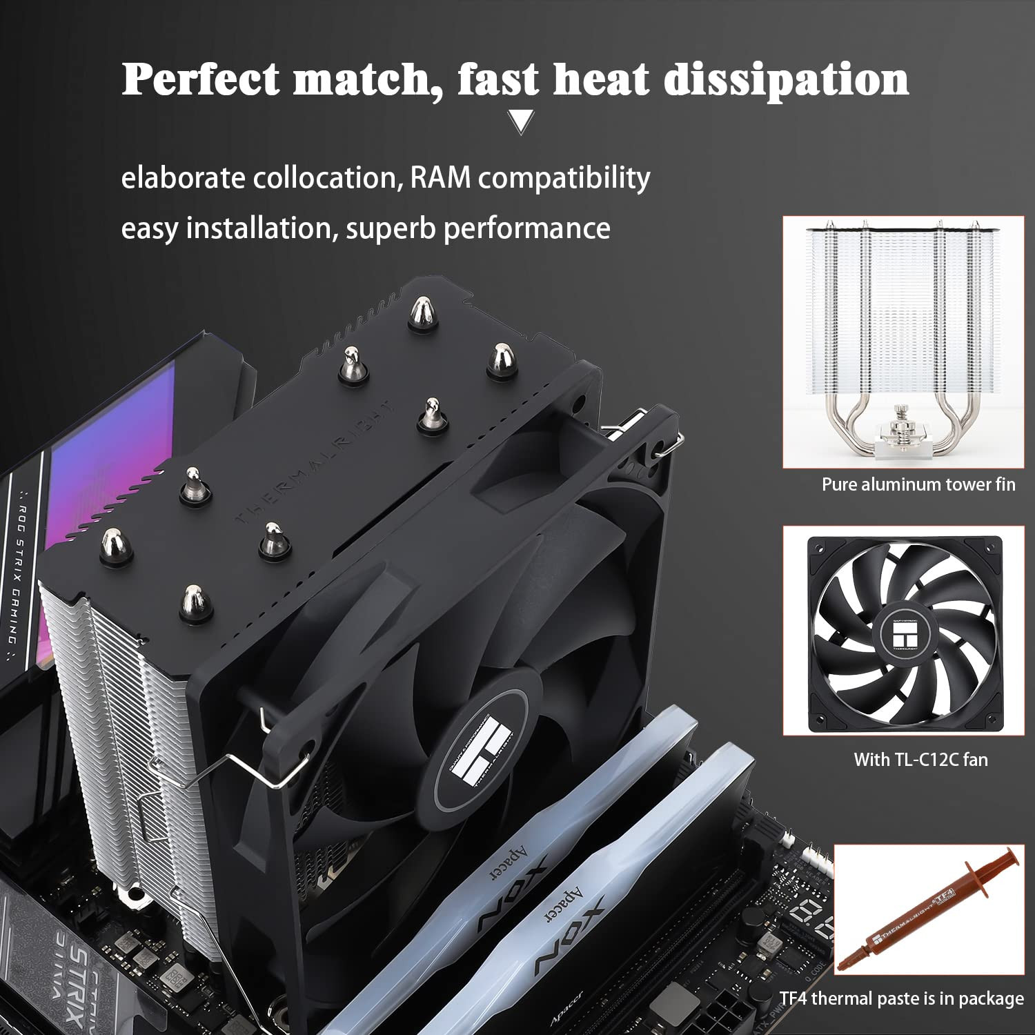Thermalright Assassin X120 Refined SE CPU Air Cooler, 4 Heat Pipes, TL-C12C PWM