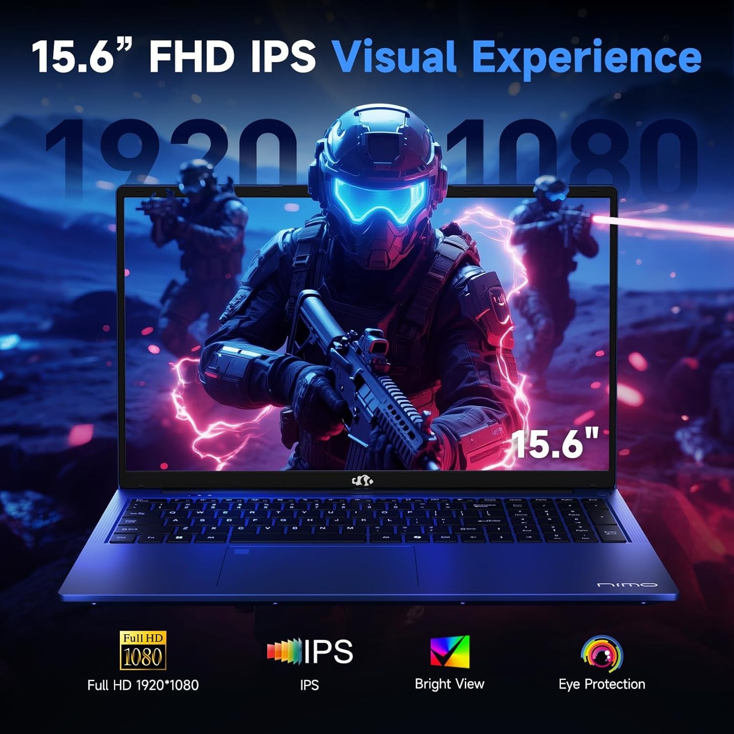 NIMO Gaming Laptop 15.6″ FHD Laptop AMD R7 7735HS 16GB DDR5 RAM 512GB SSD