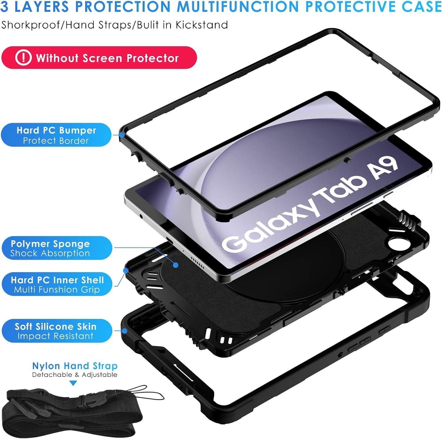 Samsung Galaxy Tab A11/ A9 8.7 inch Rotating Case Heavy Duty Shockproof Rugged