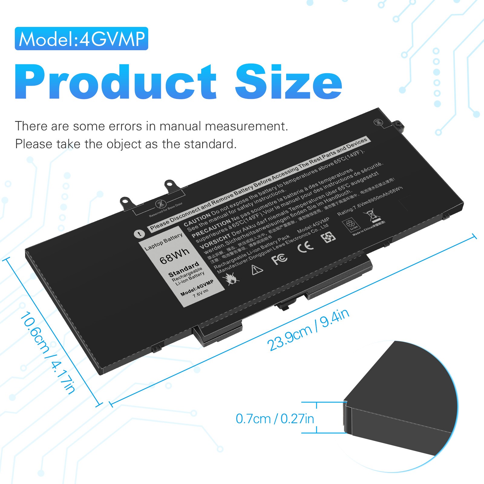 ✅3HWPP /4GVMP BATTERY FOR DELL Latitude 5401 5410 5411 5501 5510 Precision 3541